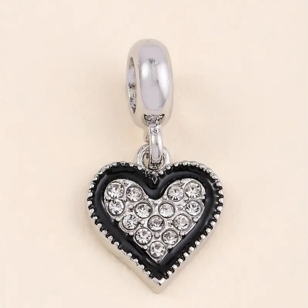 New Silver Heart CZ Charm Bracelet Bead
